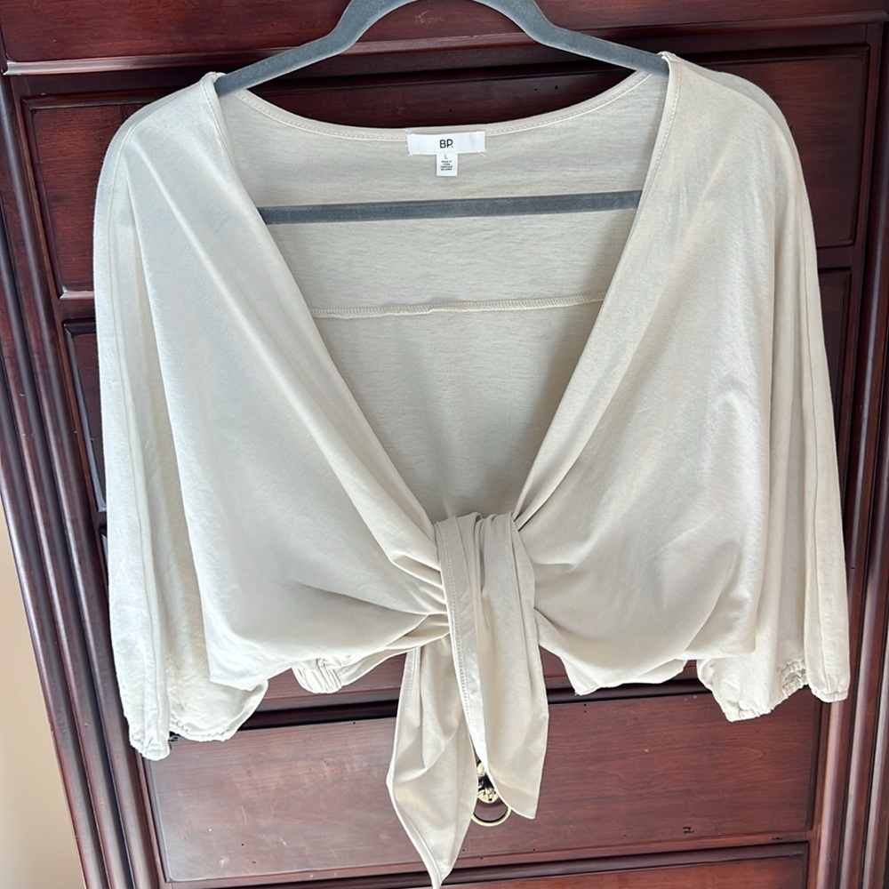 BP Light Tan Open Front Lightweight Cardigan Large